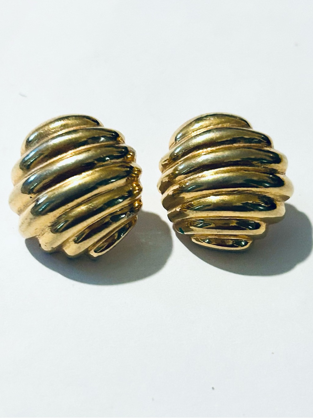 Vintage Napier Gold Ripple Dome Earrings
